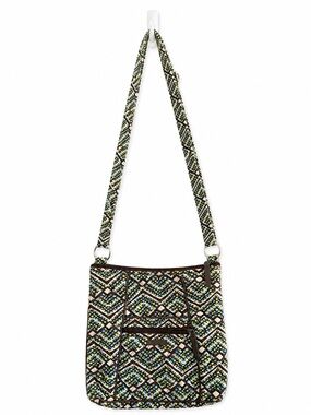Vera Bradley Hipster Quilted Crossbody Bag in Brown/Cream/Blue/Green